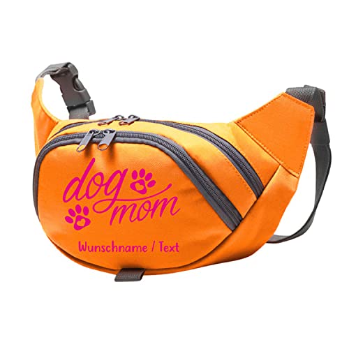 Tierisch-tolle Geschenke Dog Mom Bauchtasche Leckerlie -Tasche mit Wunschnamen personalisiert | Hundetraining | Leckerlie Beutel (Orange/Neonpink) von Tierisch-tolle Geschenke