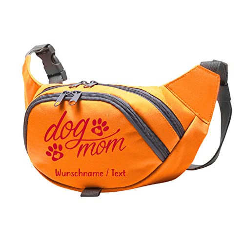 Tierisch-tolle Geschenke Dog Mom Bauchtasche Leckerlie -Tasche mit Wunschnamen personalisiert | Hundetraining | Leckerlie Beutel (Orange/Rot) von Tierisch-tolle Geschenke