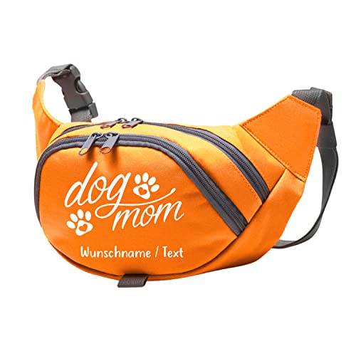 Tierisch-tolle Geschenke Dog Mom Bauchtasche Leckerlie -Tasche mit Wunschnamen personalisiert | Hundetraining | Leckerlie Beutel (Orange/Weiß) von Tierisch-tolle Geschenke