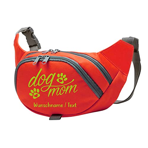 Tierisch-tolle Geschenke Dog Mom Bauchtasche Leckerlie -Tasche mit Wunschnamen personalisiert | Hundetraining | Leckerlie Beutel (Rot/Apfelgrün) von Tierisch-tolle Geschenke