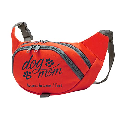 Tierisch-tolle Geschenke Dog Mom Bauchtasche Leckerlie -Tasche mit Wunschnamen personalisiert | Hundetraining | Leckerlie Beutel (Rot/Navy) von Tierisch-tolle Geschenke