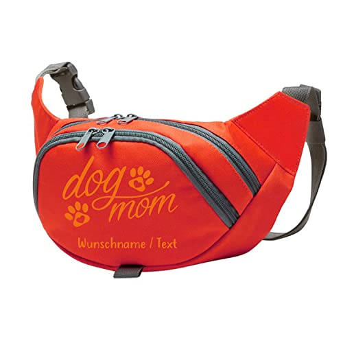 Tierisch-tolle Geschenke Dog Mom Bauchtasche Leckerlie -Tasche mit Wunschnamen personalisiert | Hundetraining | Leckerlie Beutel (Rot/Orange) von Tierisch-tolle Geschenke