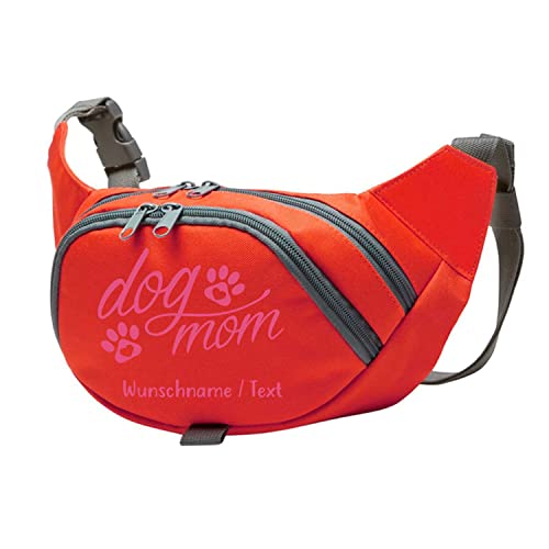 Tierisch-tolle Geschenke Dog Mom Bauchtasche Leckerlie -Tasche mit Wunschnamen personalisiert | Hundetraining | Leckerlie Beutel (Rot/Pink) von Tierisch-tolle Geschenke