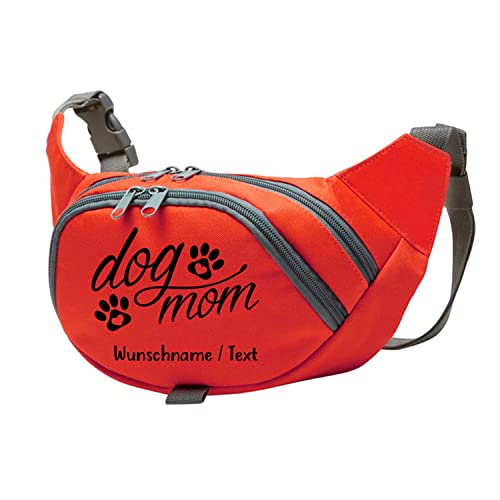 Tierisch-tolle Geschenke Dog Mom Bauchtasche Leckerlie -Tasche mit Wunschnamen personalisiert | Hundetraining | Leckerlie Beutel (Rot/Schwarz) von Tierisch-tolle Geschenke