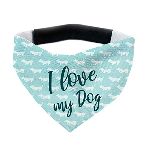 Tierisch-tolle Geschenke Hundehalstuch inklusive Hundespruch I Love My Dog mit 12 cm Klettverschluss für kleine, mittlere und große Hunde (L = Halsumfang: 45-60 cm) von Tierisch-tolle Geschenke