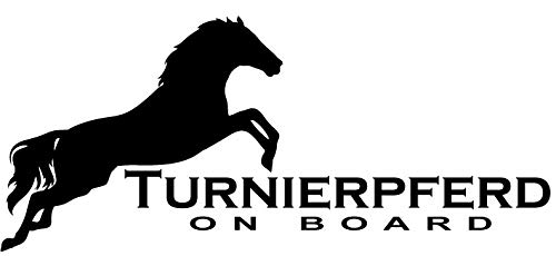 Aufkleber *Turnierpferd on Board - Springendes Pferd* 80x60cm Hängerbeschriftung (Pink) von Tierisch werben