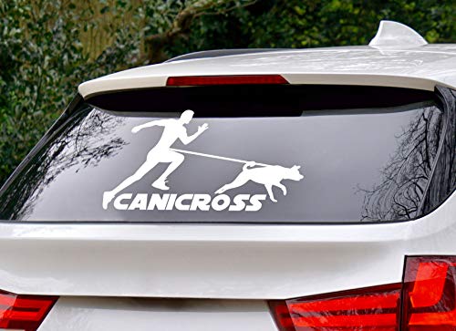 Tierisch werben Hundesport - Aufkleber *Canicross Mann* (50x30cm) in vielen Farben Auto Hänger KFZ (Weiß) von Tierisch werben