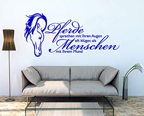 Tierisch werben Wandtattoo Aufkleber Pferd Pferdespruch 01 50x23cm Wanddekoration (Blau) von Tierisch werben
