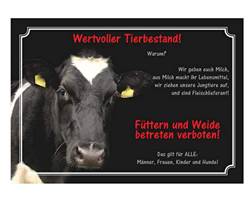 Wertvoller Tierbestand - Kuh - Weidezaunschild - Hinweisschild (Aluverbund) von Tierisch werben