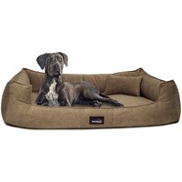 Tierlando ® BRUCE VELOURS Orthopädisches Hundebett Soft hellbraun 1,3 m, 25 cm, 1 m von Tierlando