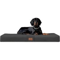 Tierlando ® FLOKI ORTHO PLUS Orthopädische Hundematte aus Plüsch & High-Tech-Velours schwarz/ graphit 80 cm, 13 cm, 60 cm von Tierlando