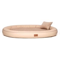Tierlando ® GILBERT ORTHO Soft LATEX - Orthopädisches Hundebett aus Kunstleder beige 85 cm, 13 cm, 65 cm von Tierlando