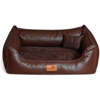 Tierlando ® MADDOX VIP Orthopädisches Hundebett VISCO Velours Kunstleder S - XXL braun 1 m, 25 cm, 75 cm von Tierlando