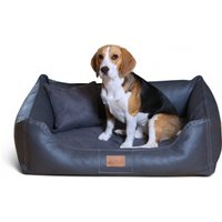 Tierlando ® MADDOX VIP Orthopädisches Hundebett VISCO Velours Kunstleder S - XXL schwarz/ graphit 1 m, 25 cm, 75 cm von Tierlando