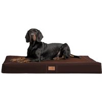 Tierlando ® OSCAR VISCO Orthopädische Hundematratze Kunstleder Velours Hundebett braun 1 m, 11 cm, 80 cm von Tierlando