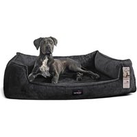 Tierlando ® Orthopädisches Hundebett FRANKLIN Kuscheliger Teddy-Stoff - Hundesofa anthrazit 1,6 m, 25 cm, 1,1 m von Tierlando