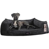 Tierlando ® Orthopädisches Hundebett FRANKLIN Kuscheliger Teddy-Stoff - Hundesofa anthrazit 90 cm, 22 cm, 75 cm von Tierlando