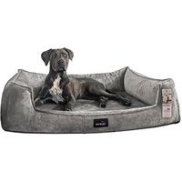 Tierlando ® Orthopädisches Hundebett FRANKLIN Kuscheliger Teddy-Stoff - Hundesofa grau/ grau 1,6 m, 25 cm, 1,1 m von Tierlando