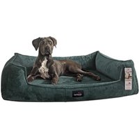 Tierlando ® Orthopädisches Hundebett FRANKLIN Kuscheliger Teddy-Stoff - Hundesofa petrol 90 cm, 22 cm, 75 cm von Tierlando