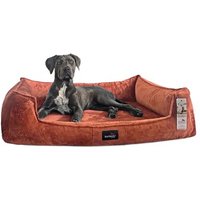 Tierlando ® Orthopädisches Hundebett FRANKLIN Kuscheliger Teddy-Stoff - Hundesofa terracotta 1,3 m, 25 cm, 1 m von Tierlando