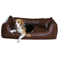 Tierlando ® Orthopädisches Hundebett Maddox Kunstleder Hundesofa Mittelgroß Große Hunde Hundesofa XL XXL braun 1,2 m, 25 cm, 85 cm von Tierlando