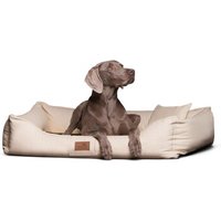 Tierlando ® Orthopädisches Hundebett Maddox Kunstleder Hundesofa Mittelgroß Große Hunde Hundesofa XL XXL creme 1,5 m, 25 cm, 1 m von Tierlando
