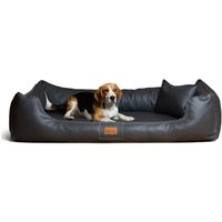 Tierlando ® Orthopädisches Hundebett Maddox Kunstleder Hundesofa Mittelgroß Große Hunde Hundesofa XL XXL schwarz/ graphit 1,5 m, 25 cm, 1 m von Tierlando