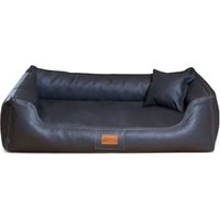 Tierlando ® Orthopädisches Hundebett Maddox Kunstleder Hundesofa Mittelgroß Große Hunde Hundesofa XL XXL schwarz/ graphit 1 m, 25 cm, 75 cm von Tierlando