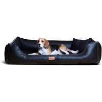 Tierlando ® Orthopädisches Hundebett Maddox Kunstleder Hundesofa Mittelgroß Große Hunde Hundesofa XL XXL schwarz 1,5 m, 25 cm, 1 m von Tierlando