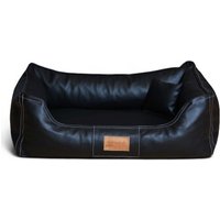 Tierlando ® Orthopädisches Hundebett Maddox Kunstleder Hundesofa Mittelgroß Große Hunde Hundesofa XL XXL schwarz 1 m, 25 cm, 75 cm von Tierlando