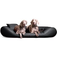 Tierlando ® Orthopädisches Hundebett SAMMY | Pflegeleichtes Kunstleder | L-XXXXL schwarz/ graphit 2,2 m, 35 cm, 1,2 m von Tierlando