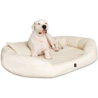 Tierlando ® Orthopädisches Hundebett SAMMY | Robuster Polyester | Dicke Umrandung creme 1,4 m, 30 cm, 1,05 m von Tierlando