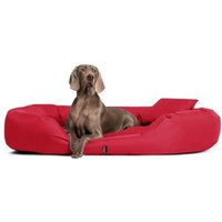 Tierlando ® Orthopädisches Hundebett SAMMY | Robuster Polyester | Dicke Umrandung dunkelrot 1,4 m, 30 cm, 1,05 m von Tierlando