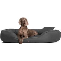 Tierlando ® Orthopädisches Hundebett SAMMY | Robuster Polyester | Dicke Umrandung schwarz/ graphit 2,2 m, 35 cm, 1,2 m von Tierlando