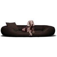Tierlando ® Orthopädisches Hundebett Sammy VISCO | Kunstleder - High-Tech-Velours braun 1 m, 25 cm, 85 cm von Tierlando