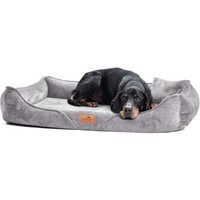 Tierlando ® Orthopädisches Hundebett TYSON | Kuschelig flauschiges XXL Hundesofa grau/ grau 1,3 m, 22 cm, 1 m von Tierlando