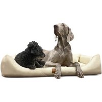Tierlando ® Orthopädisches Hundebett WILLIAM Easy-Clean | Luxus Hundesofa creme 1,1 m, 22 cm, 85 cm von Tierlando