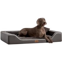 Tierlando ® Orthopädisches LUXUS-Hundebett MELODY LATEX Soft Kunstleder Velours schwarz/ graphit 85 cm, 22 cm, 60 cm von Tierlando