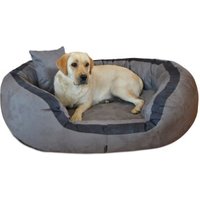 Tierlando ® PEPPER Orthopädisches Hundebett Hundesofa L XL XXL Velours MEGA DICK & WEICH grau/ grau 1,35 m, 30 cm, 1 m von Tierlando