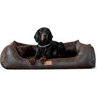 Tierlando ALBERTO ORTHO Orthopädisches Hundebett mit Velours Vintage braun 1,2 m, 25 cm, 85 cm von Tierlando