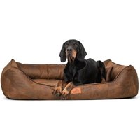Tierlando ALBERTO ORTHO Orthopädisches Hundebett mit Velours Vintage hellbraun 1,5 m, 25 cm, 1 m von Tierlando