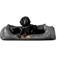 Tierlando ALBERTO ORTHO Orthopädisches Hundebett mit Velours Vintage schwarz/ graphit 1,5 m, 25 cm, 1 m von Tierlando