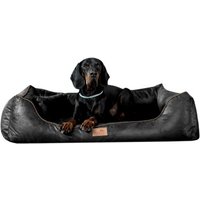 Tierlando ALBERTO ORTHO Orthopädisches Hundebett mit Velours Vintage schwarz 1,5 m, 25 cm, 1 m von Tierlando