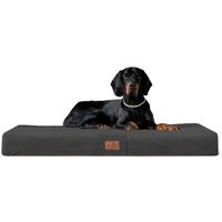 Tierlando FLOKI ORTHO PLUS - Orthopädische Hundematte aus Plüsch & High-Tech-Velours schwarz/ graphit 1,2 m, 13 cm, 90 cm von Tierlando