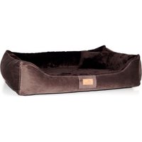 Tierlando FLOYD - Ultraweiches orthopädisches Hundebett High-Tech-Velours und Plüsch VISCO braun 1,2 m, 25 cm, 85 cm von Tierlando