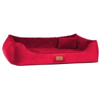 Tierlando FLOYD - Ultraweiches orthopädisches Hundebett High-Tech-Velours und Plüsch VISCO dunkelrot 1,2 m, 25 cm, 85 cm von Tierlando