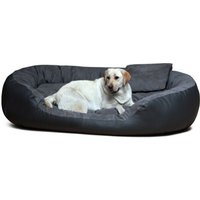 Tierlando Hundebett PHILIP VIP Kunstleder Velours 110 140 170cm XL XXL XXXL schwarz/ graphit 1,1 m, 25 cm, 80 cm von Tierlando