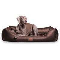 Tierlando LOUIS - Orthopädisches Hundebett aus gestepptem Kunstleder braun 80 cm, 22 cm, 60 cm von Tierlando