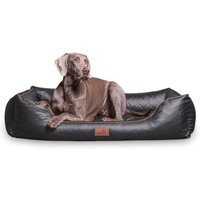 Tierlando LOUIS - Orthopädisches Hundebett aus gestepptem Kunstleder schwarz/ graphit 80 cm, 22 cm, 60 cm von Tierlando