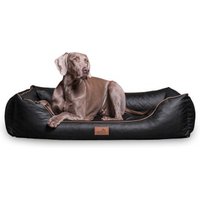 Tierlando LOUIS - Orthopädisches Hundebett aus gestepptem Kunstleder schwarz 80 cm, 22 cm, 60 cm von Tierlando